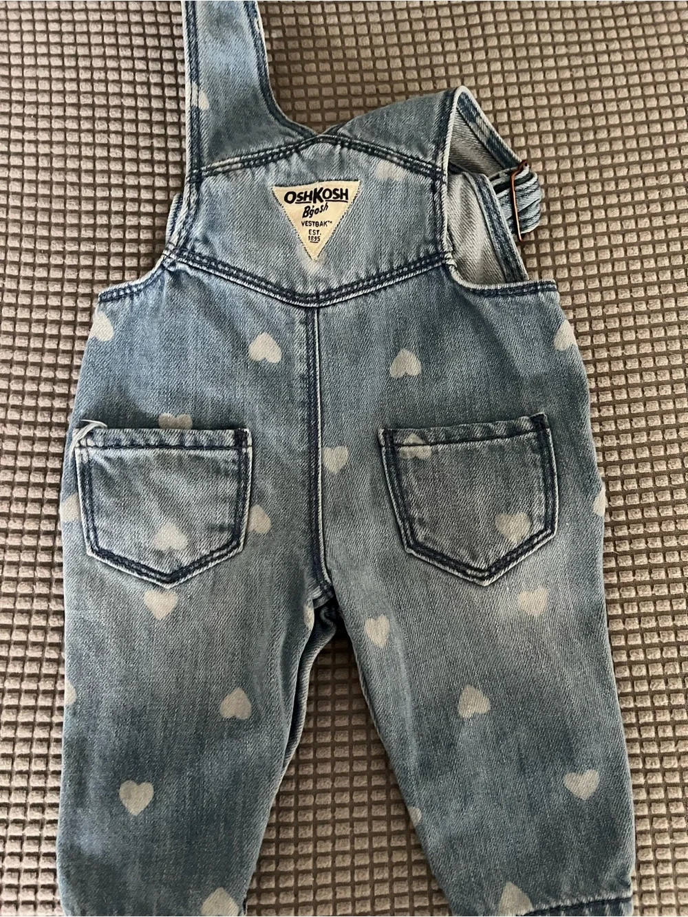 OshKosh B'Gosh Girls' Light Blue Heart Denim Overalls - Kids Bottoms